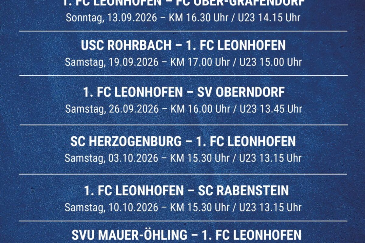 FCL Spielplan Herbst 2026